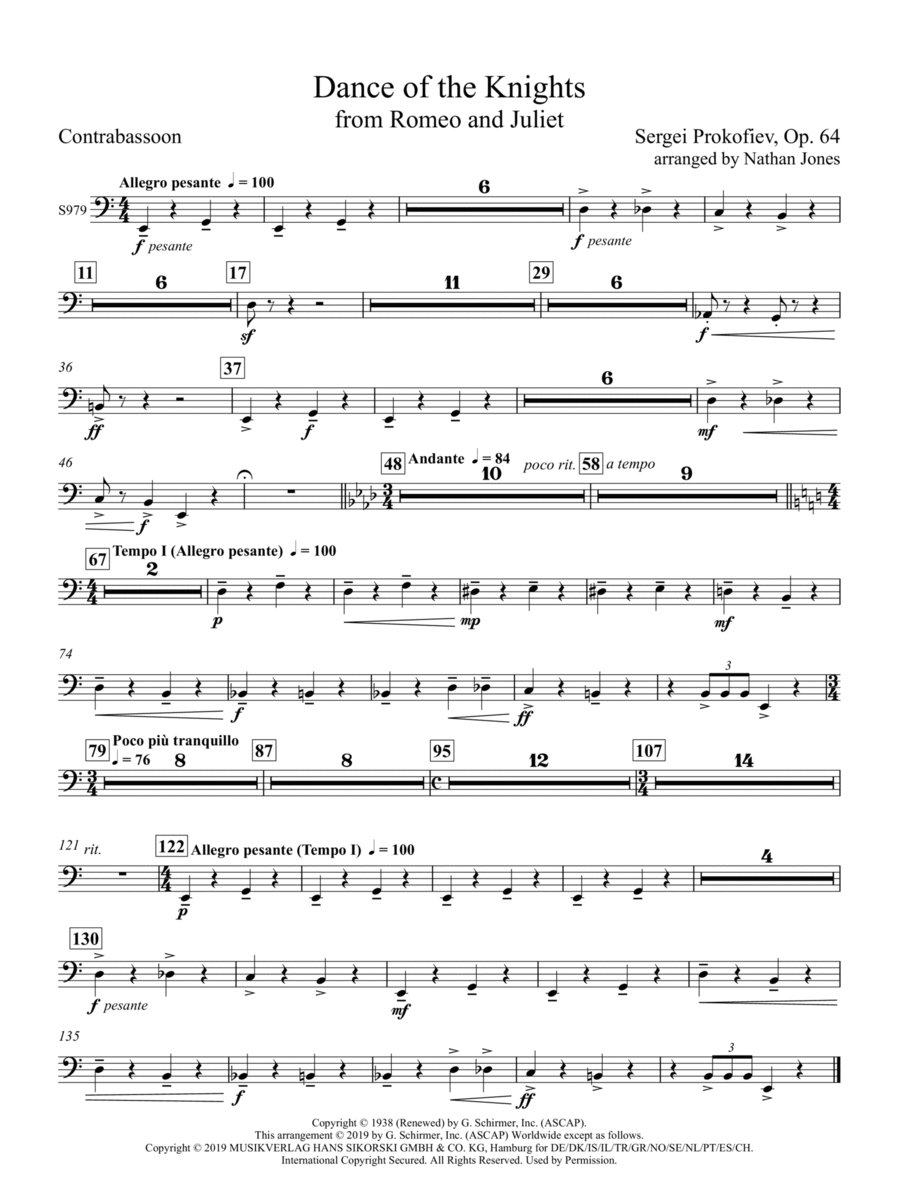 Dance of the Knights (from Romeo and Juliet) - Contrabassoon Concert Band scores gallery preview page 1