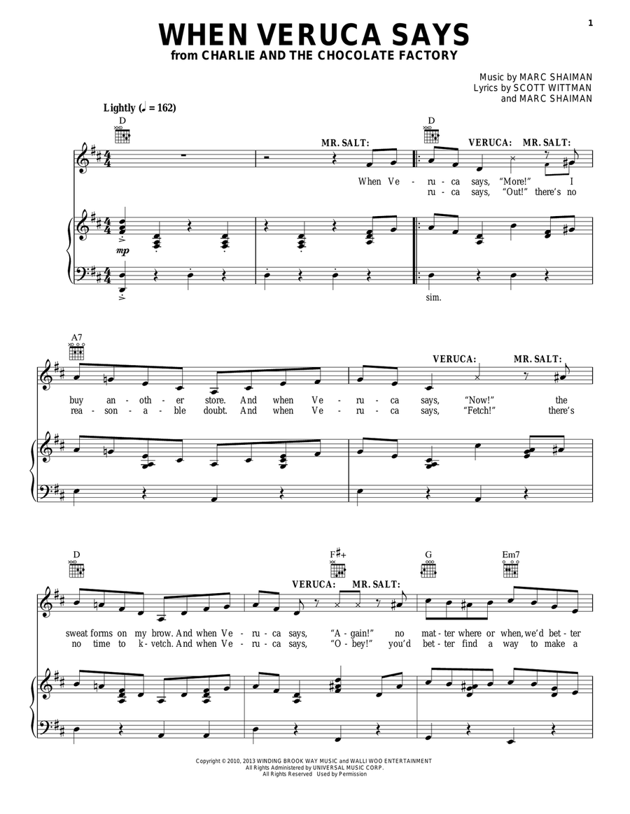 When Veruca Says When Veruca Says Voice scores gallery preview page 1