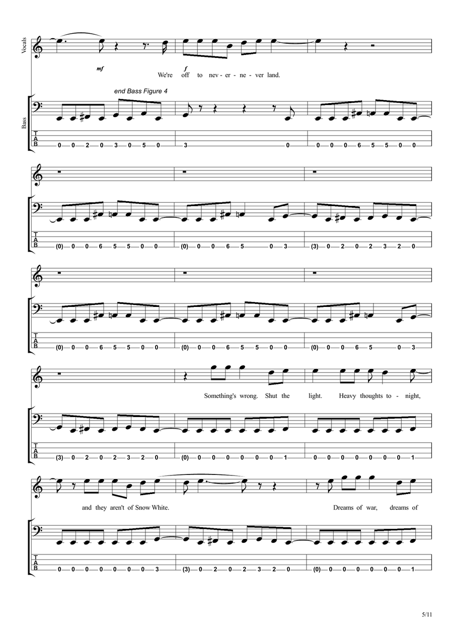 Enter Sandman Enter Sandman Bass Guitar scores gallery preview page 5