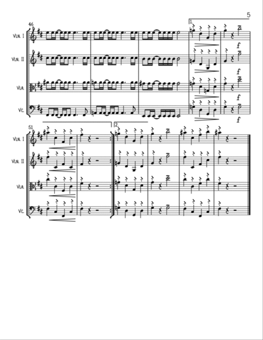 Bills, Bills, Bills Bills, Bills, Bills String Quartet scores gallery preview page 5