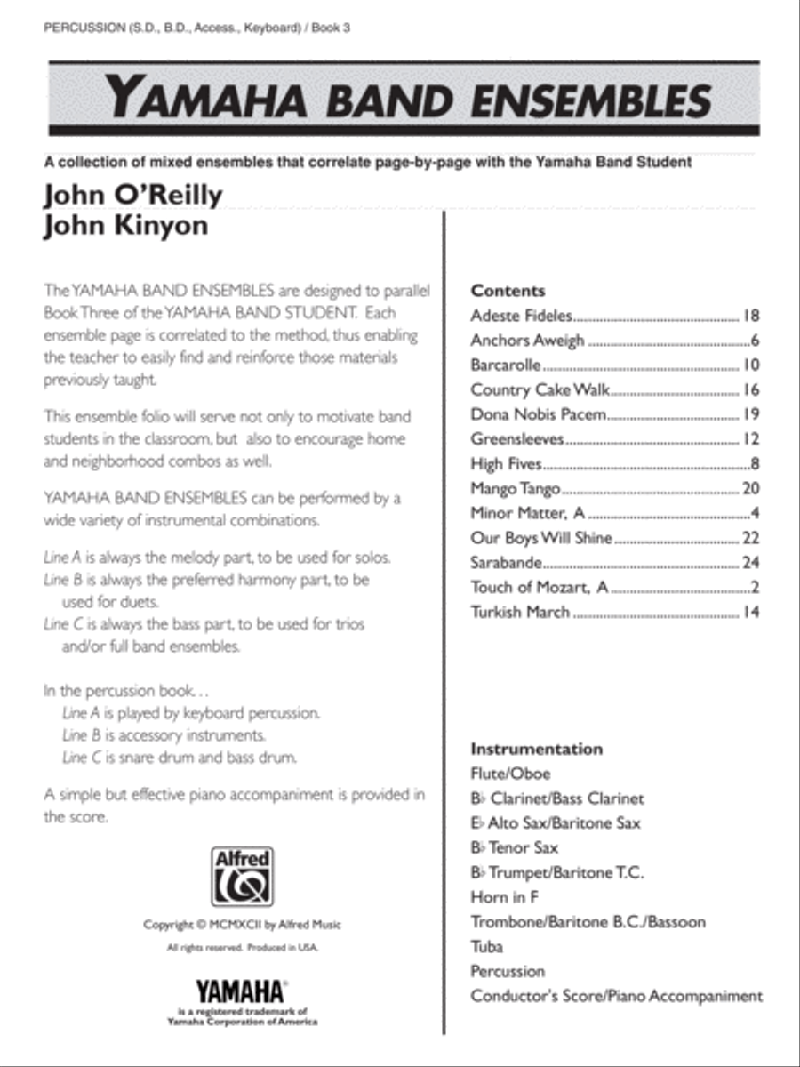 Yamaha Band Ensembles, Book 3 Concert Band Methods scores gallery preview page 2