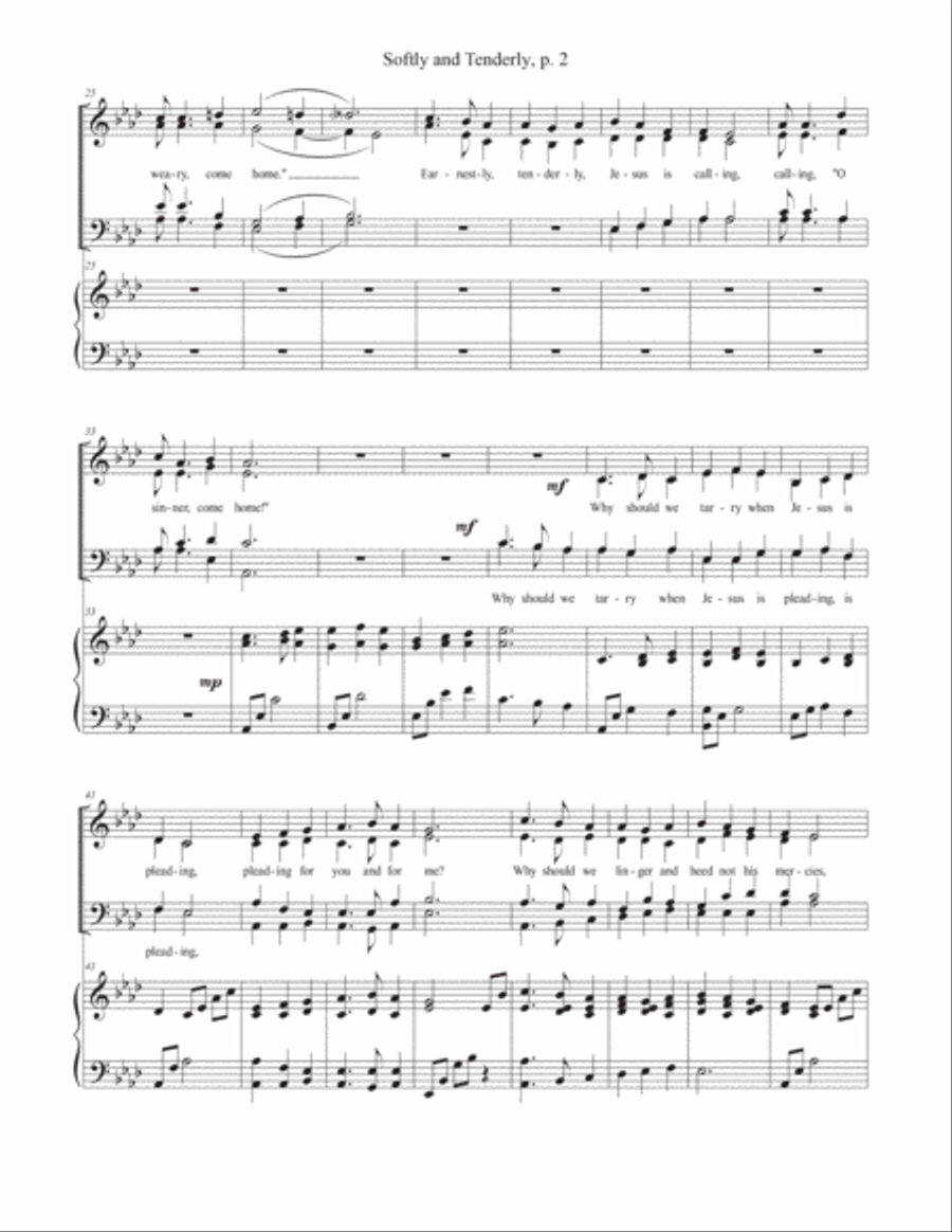 Softly and Tenderly 4-Part scores gallery preview page 2