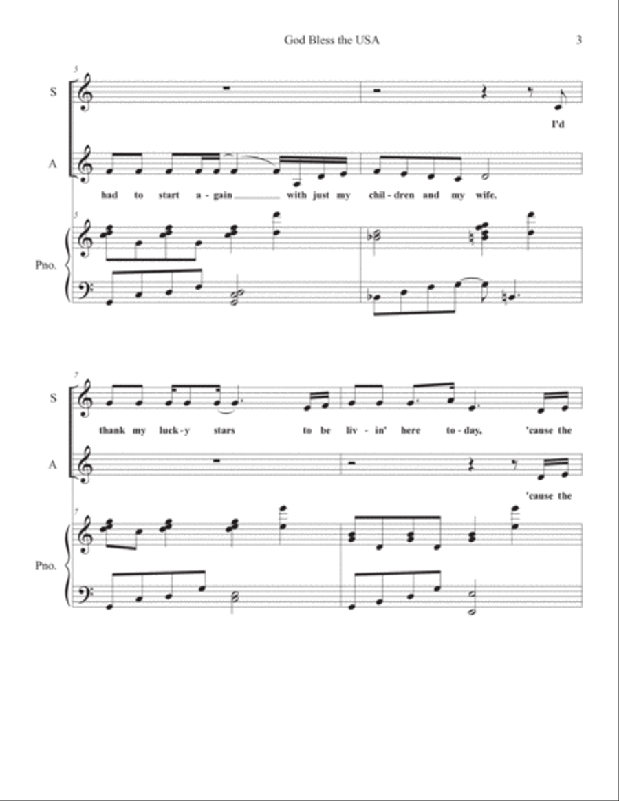 God Bless The U.s.a. God Bless The U.s.a. Alto Voice scores gallery preview page 3