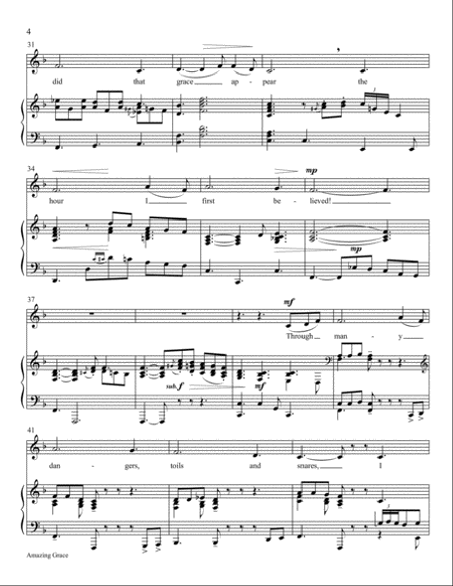 Amazing Grace Voice Solo scores gallery preview page 4