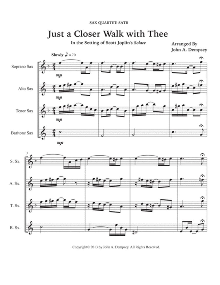 Just a Closer Walk with Thee (Sax Quartet: SATB) image number null