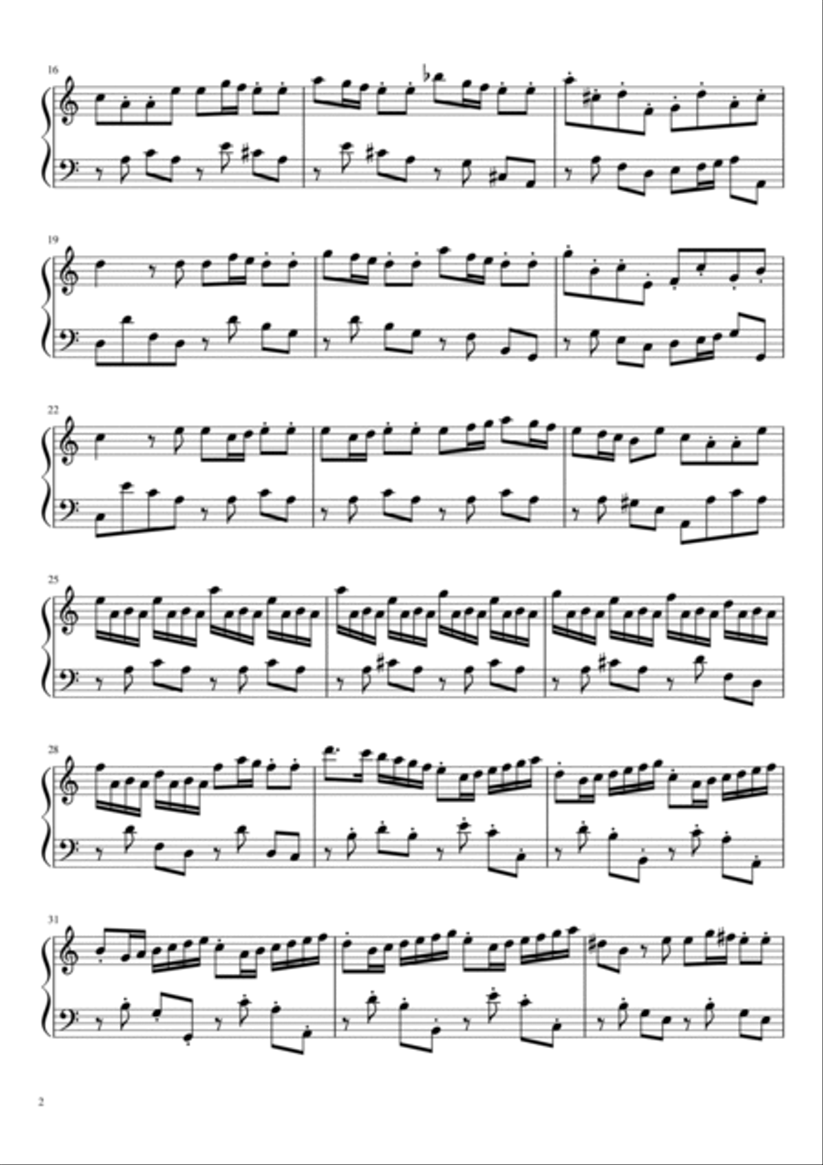 Vivaldi - L'Estro Armonico - (RV 356 Op.3 No.6 in A Minor) - For Piano Solo Piano Solo scores gallery preview page 2