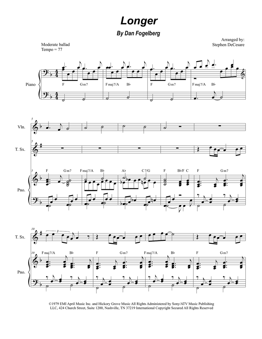 Longer Tenor Saxophone scores gallery preview page 1