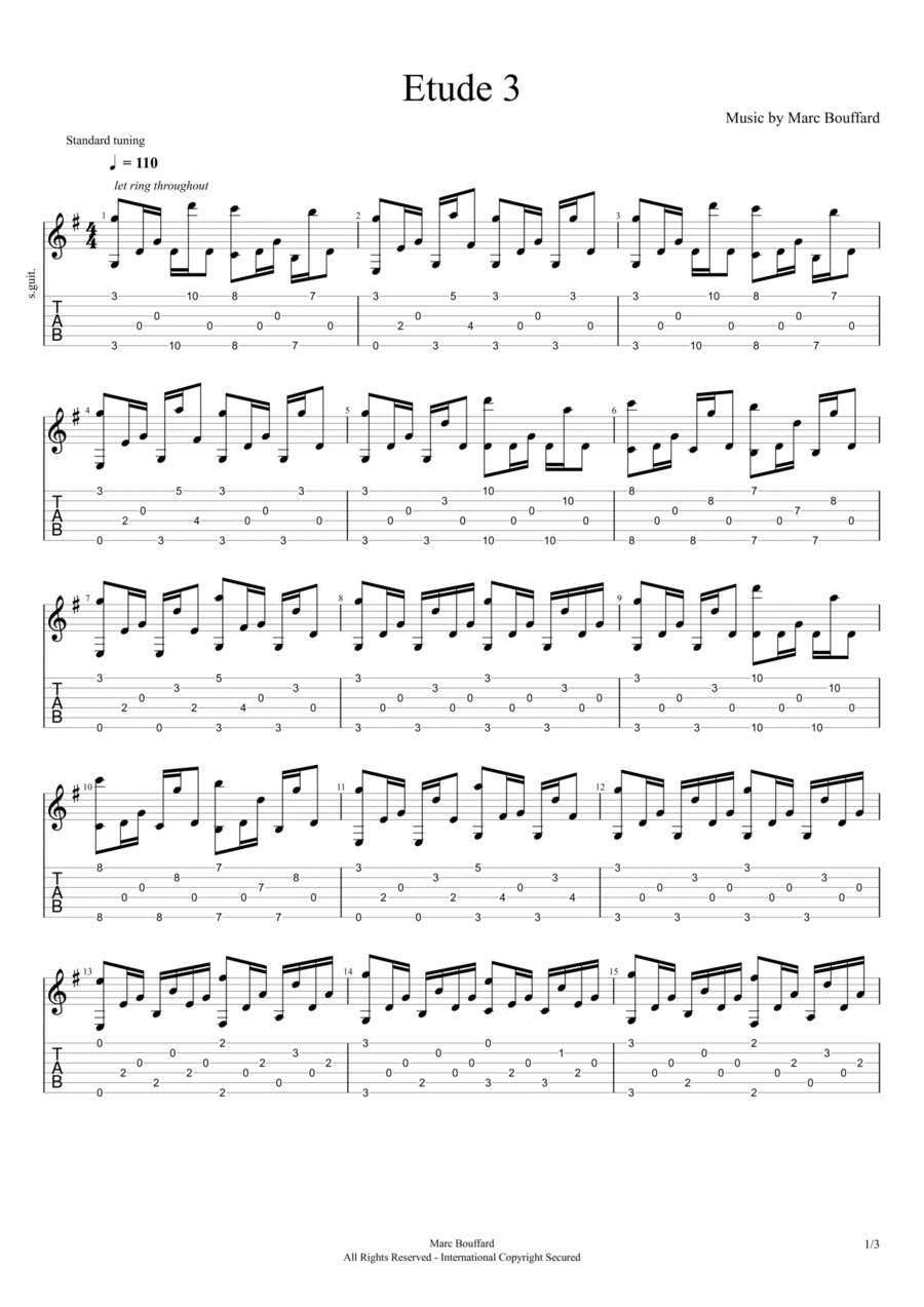 Etude 3 Acoustic Guitar scores gallery preview page 1