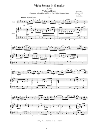 Bach CPE - Viola Sonata in G major H550 for Viola and Piano