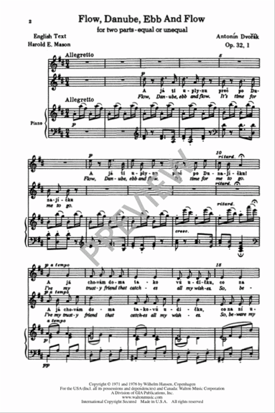 Flow, Danube, Ebb and Flow (from Moravian Duets) 2-Part scores gallery preview page 3