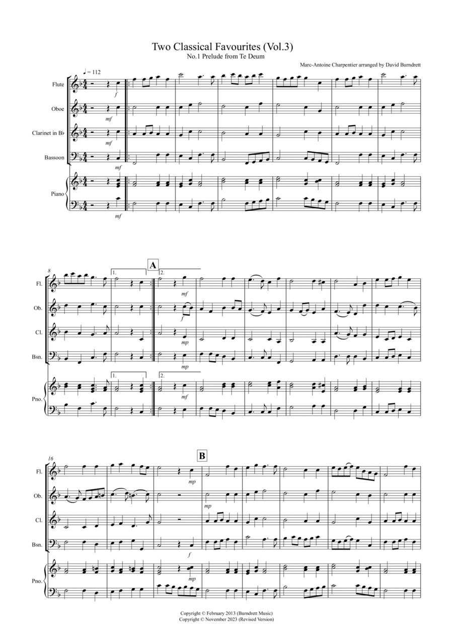 2 Classical Favourites for Wind Quartet (volume three) Woodwind Quartet scores gallery preview page 1