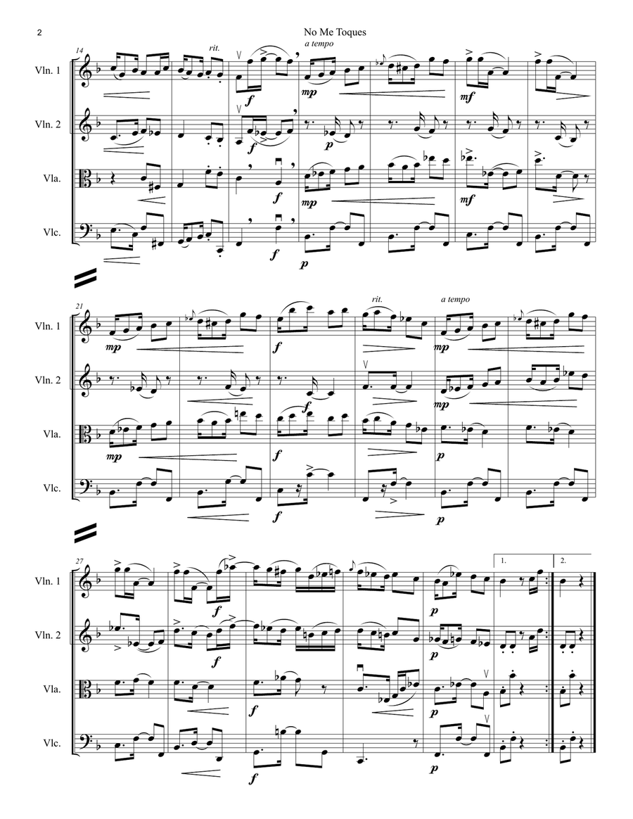 7 Danzas Cubanas, SCORE for string quartet String Quartet scores gallery preview page 2
