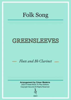 Greensleeves - Flute and Bb Clarinet - W/Chords (Full Score and Parts)