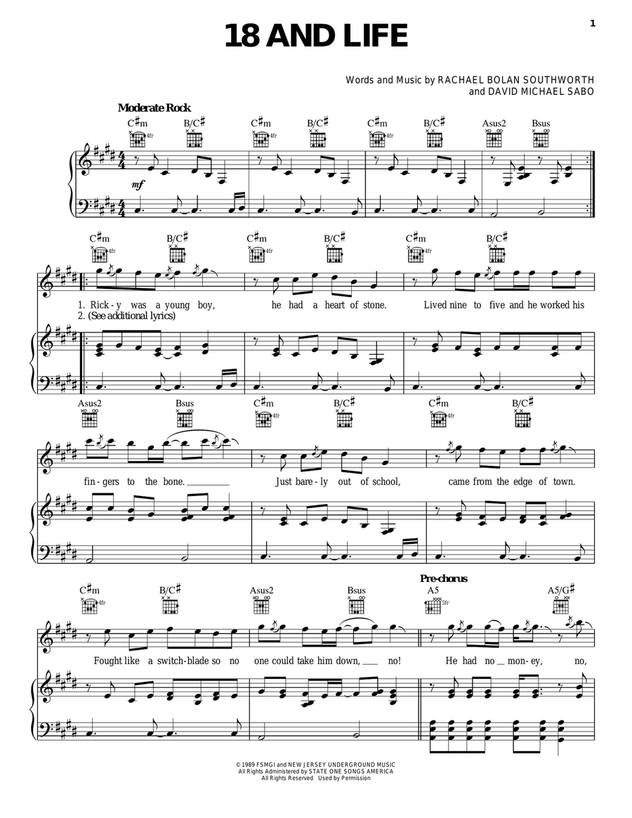 18 And Life Acoustic Guitar scores gallery preview page 1