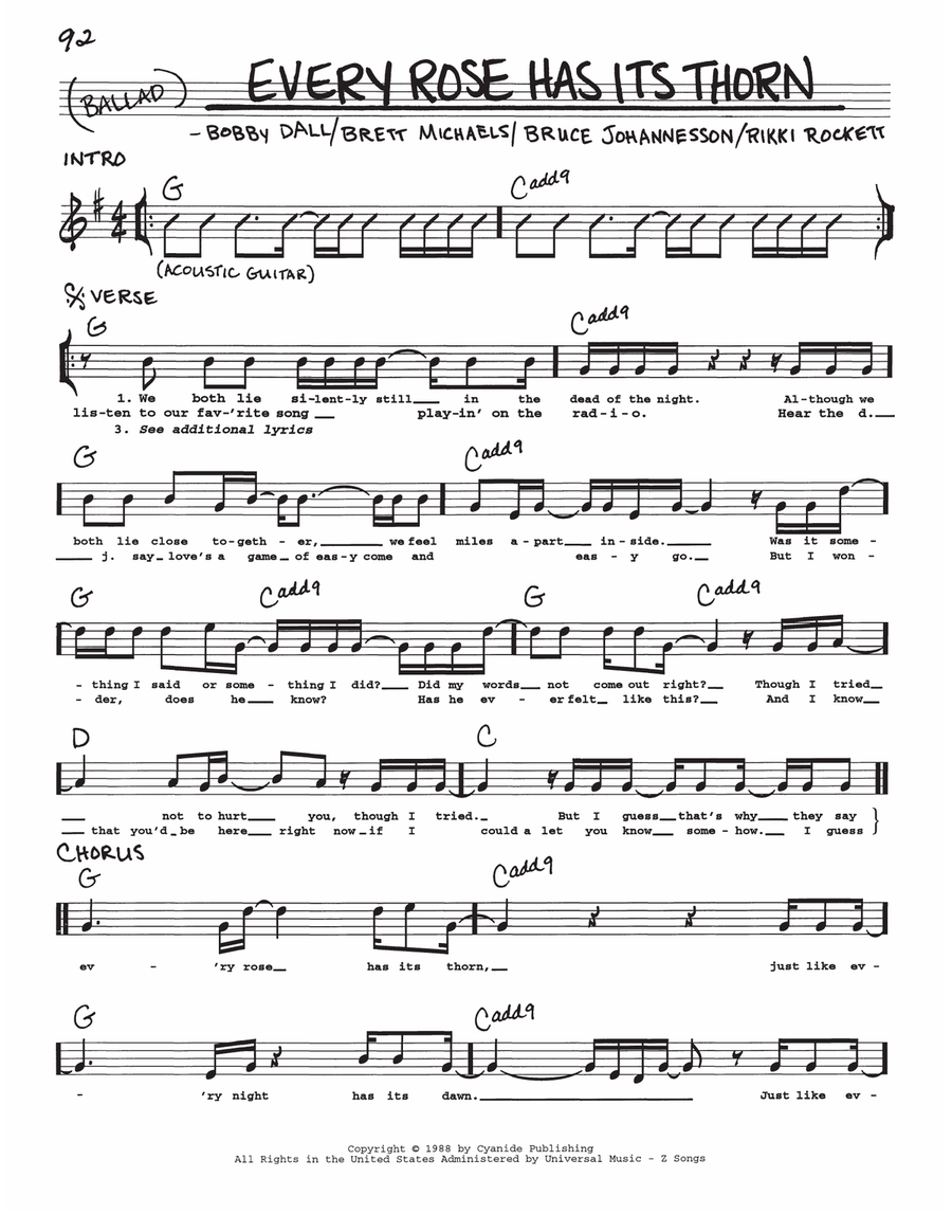 Every Rose Has Its Thorn Voice scores gallery preview page 1
