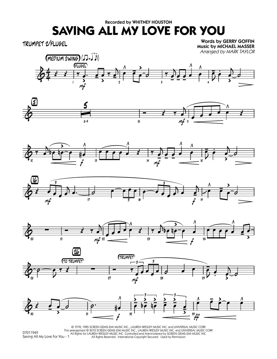 Saving All My Love for You - Trumpet 2 Jazz Ensemble scores gallery preview page 1