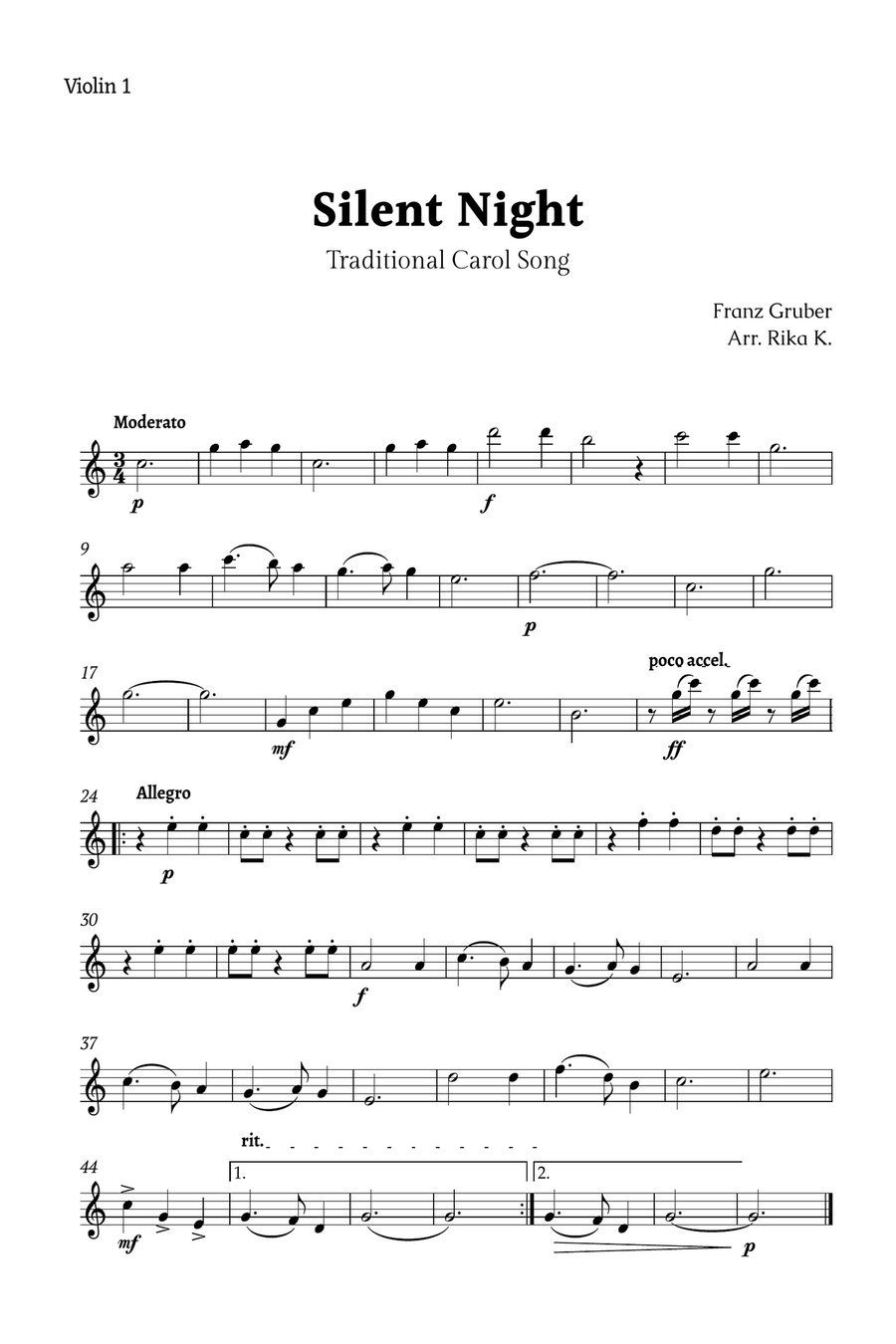 Silent Night for Violin Trio String Trio scores gallery preview page 3