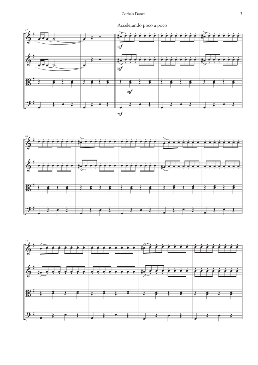 Zorbas Dance String Quartet scores gallery preview page 5