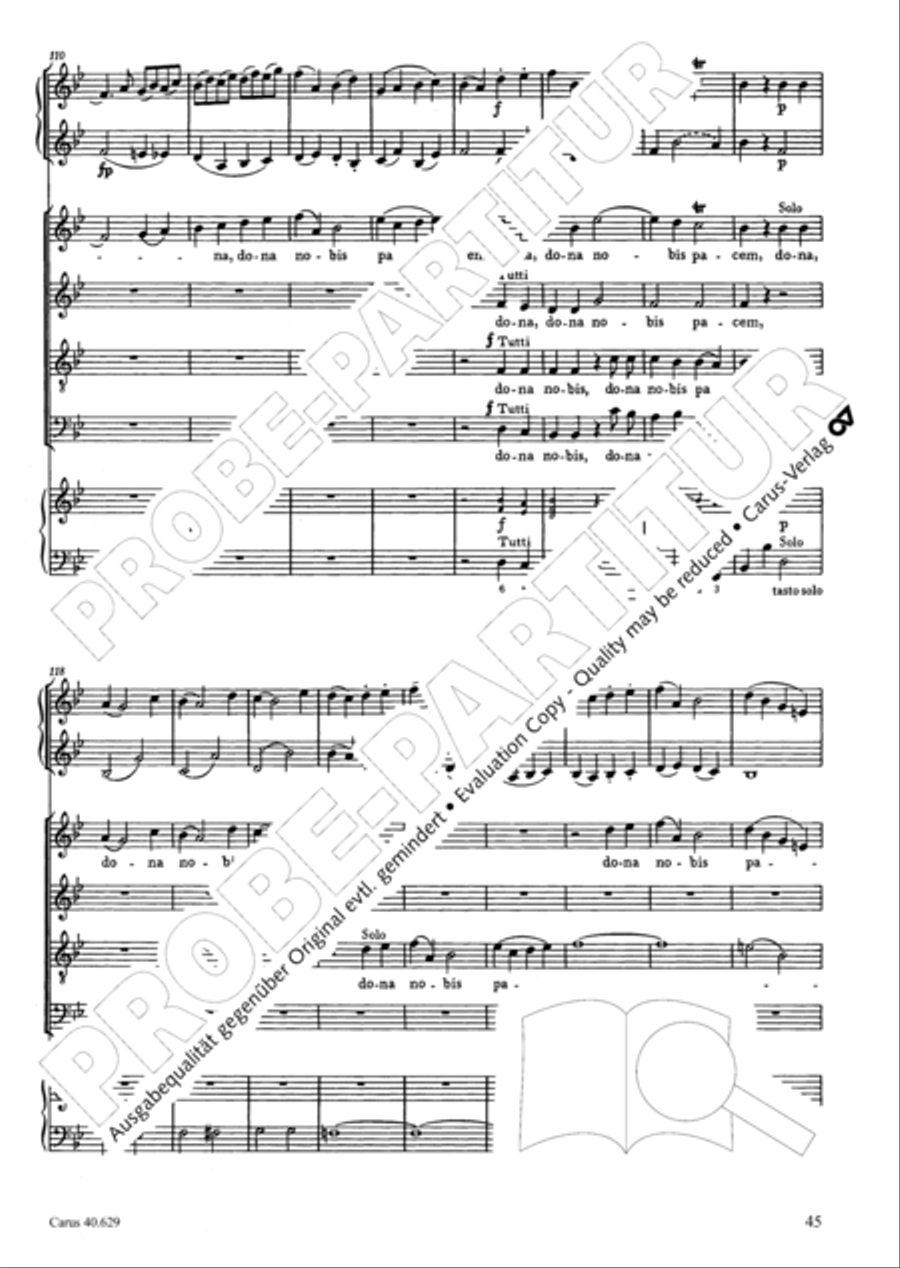 Missa brevis in B flat major 4-Part scores gallery preview page 46