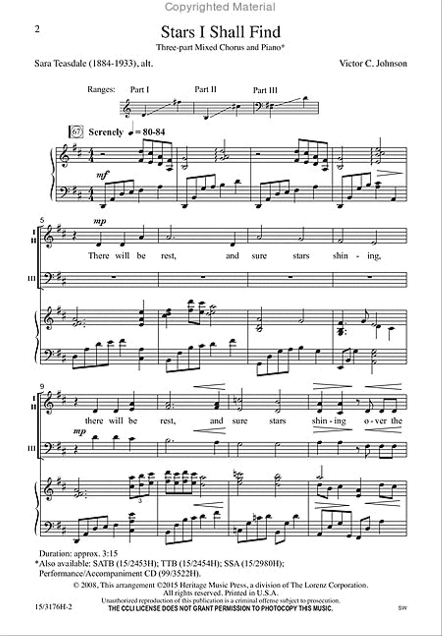 Stars I Shall Find Stars I Shall Find 3-Part scores gallery preview page 2