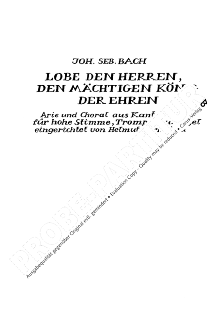Praise ye, Almighty God, King and our ruler exalted (Lobe den Herren, den machtigen Konig) Tenor Voice scores gallery preview page 6