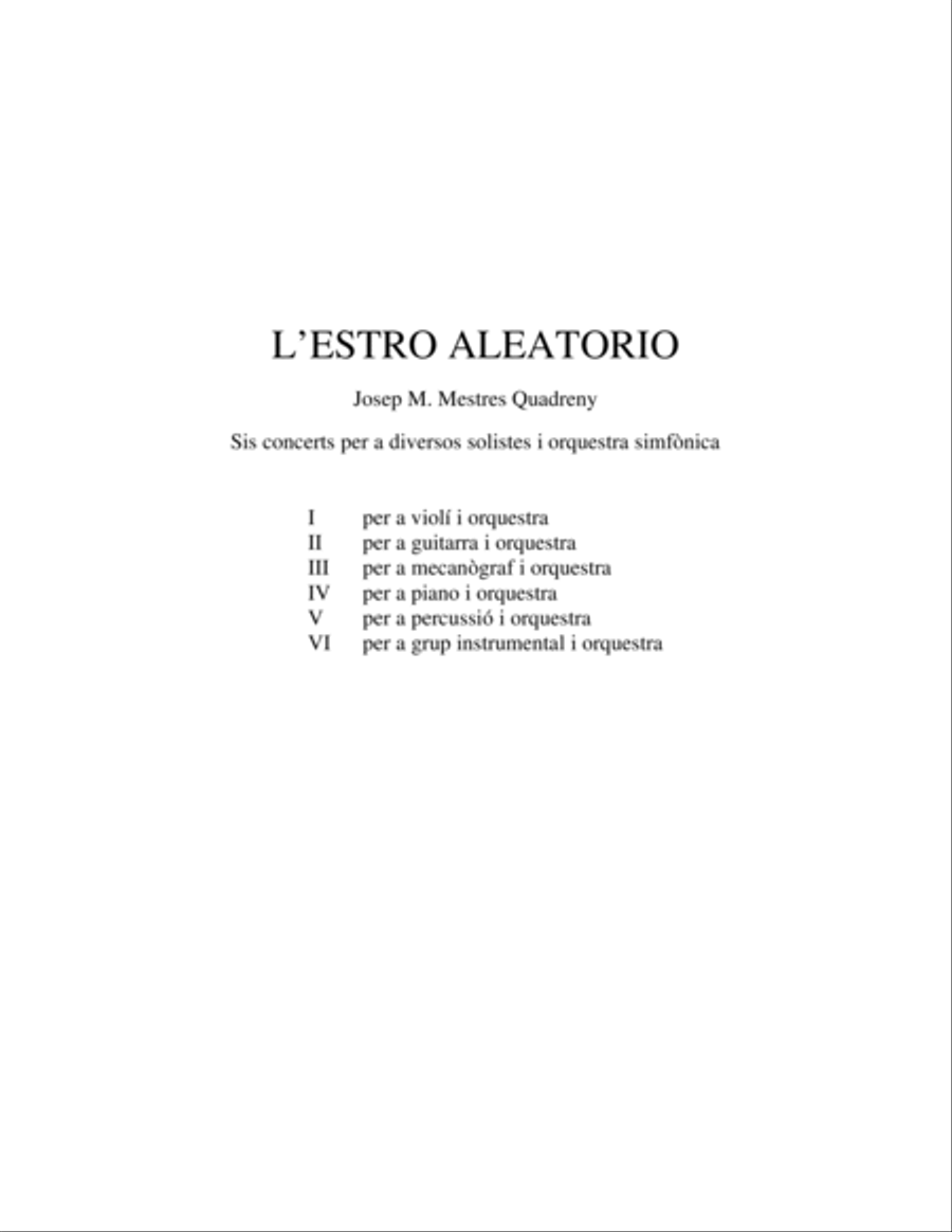 L'estro aleatorio L'estro aleatorio Full Orchestra scores gallery preview page 1