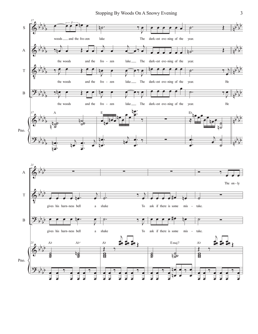Stopping By Woods On A Snowy Evening (SATB) 4-Part scores gallery preview page 3