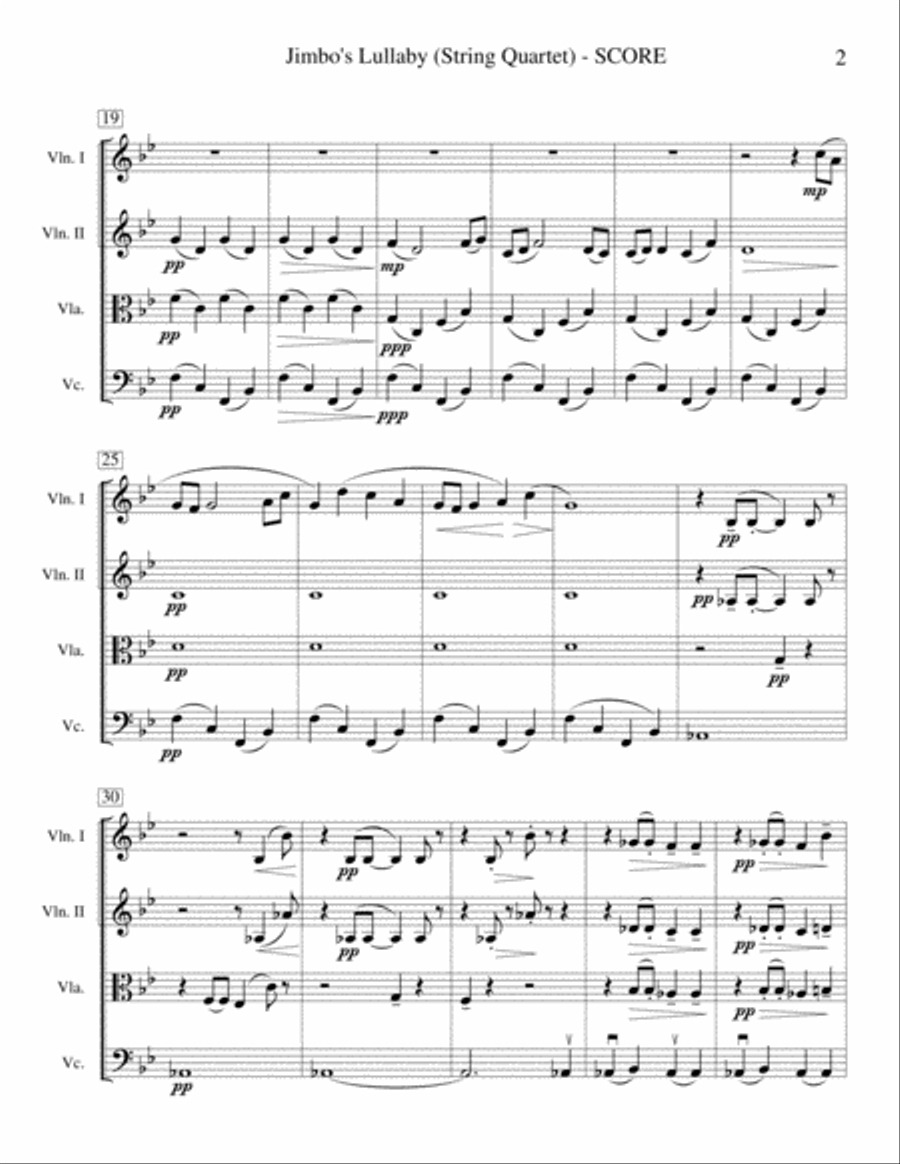 Jimbo's Lullaby String Quartet scores gallery preview page 2