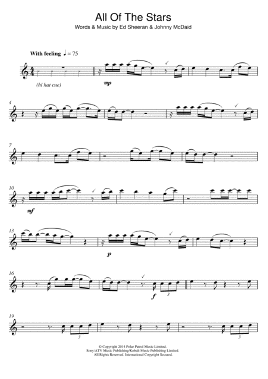 All Of The Stars Flute Solo scores gallery preview page 1