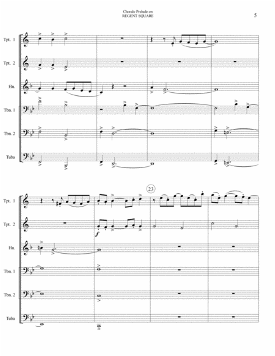 Chorale Prelude on Regent Square - Brass Sextet Brass Ensemble scores gallery preview page 5