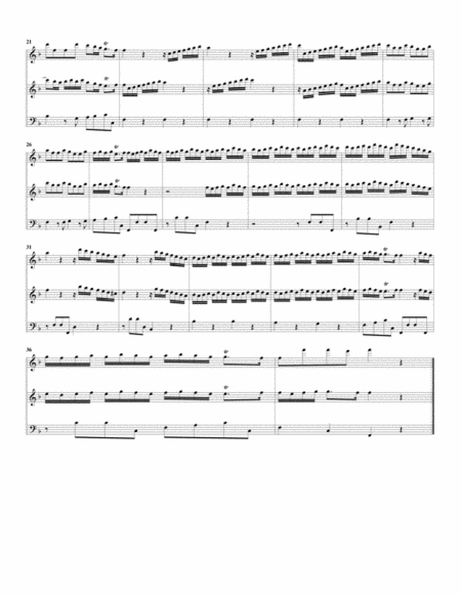 Trio sonata, 2 violins, continuo, Op.3, no.6, C major (F major) (arrangement for 3 recorders)
