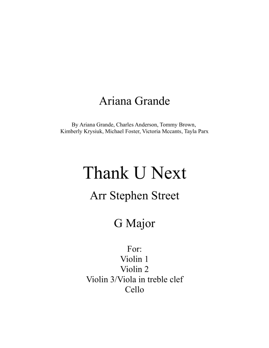 Thank U, Next String Quartet scores gallery preview page 1