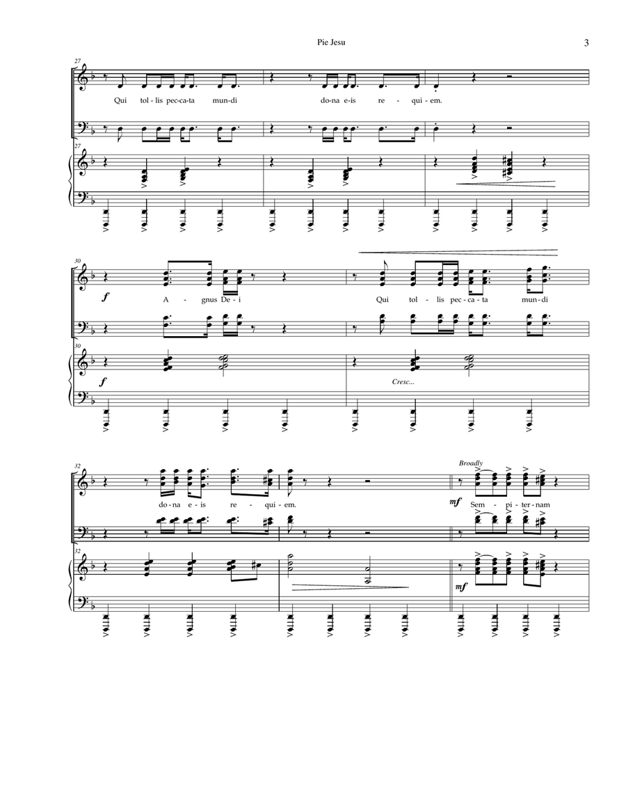 Pie Jesu (SATB with optional Orchestration 4-Part scores gallery preview page 3