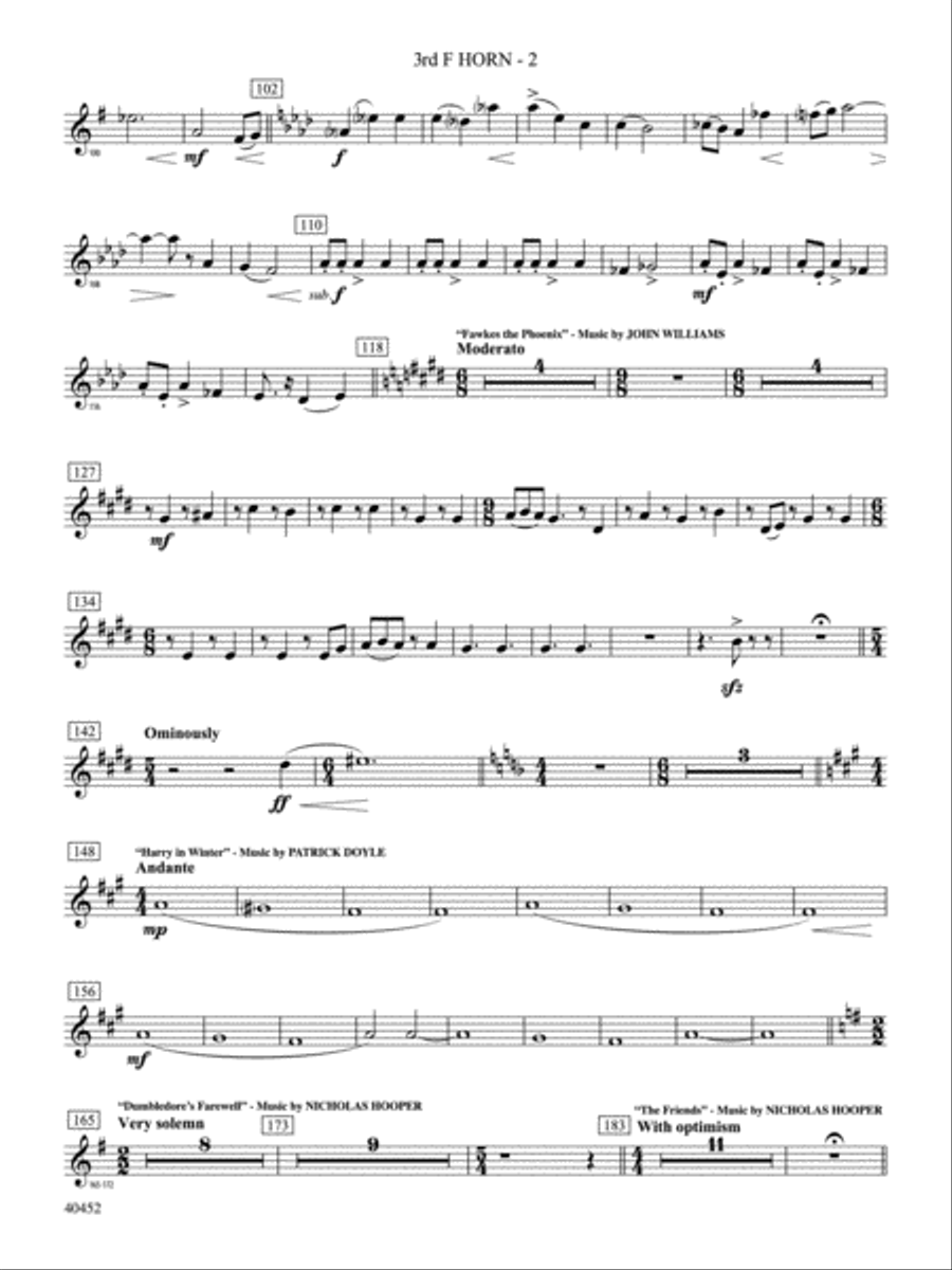 The Complete Harry Potter: 3rd F Horn Full Orchestra scores gallery preview page 2
