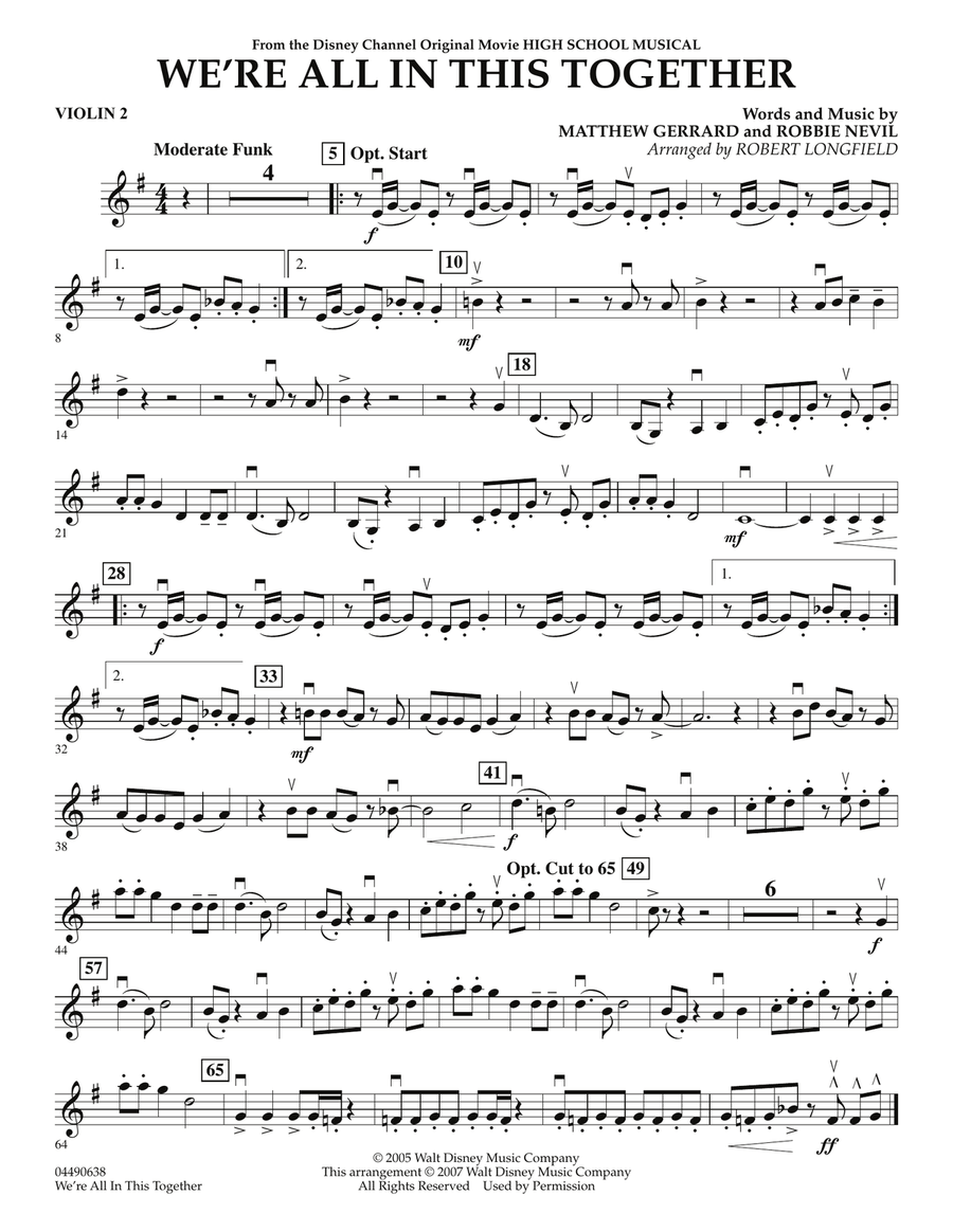 We're All in This Together (from High School Musical) - Violin 2 Orchestra scores gallery preview page 1