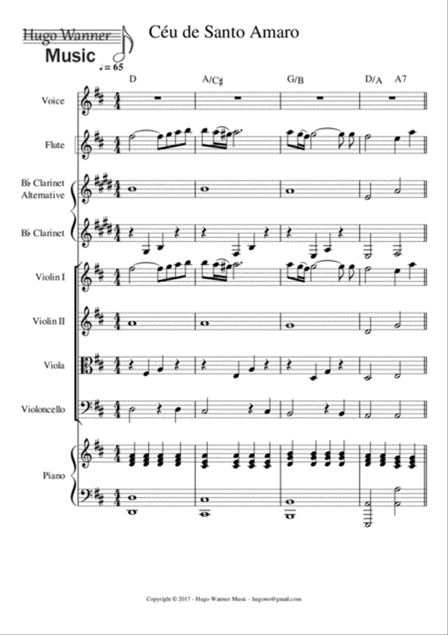 Céu de Santo Amaro - Cantata BWV 156 Chamber Orchestra scores gallery preview page 1