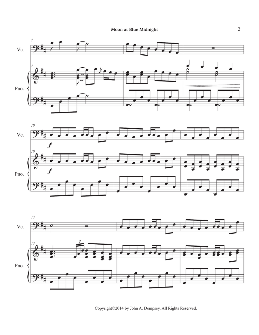 Moon at Blue Midnight (Cello and Piano) Piano scores gallery preview page 6