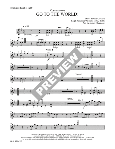 Go to the World! - Instrument edition by Ralph Vaughan Williams Trombone - Sheet Music