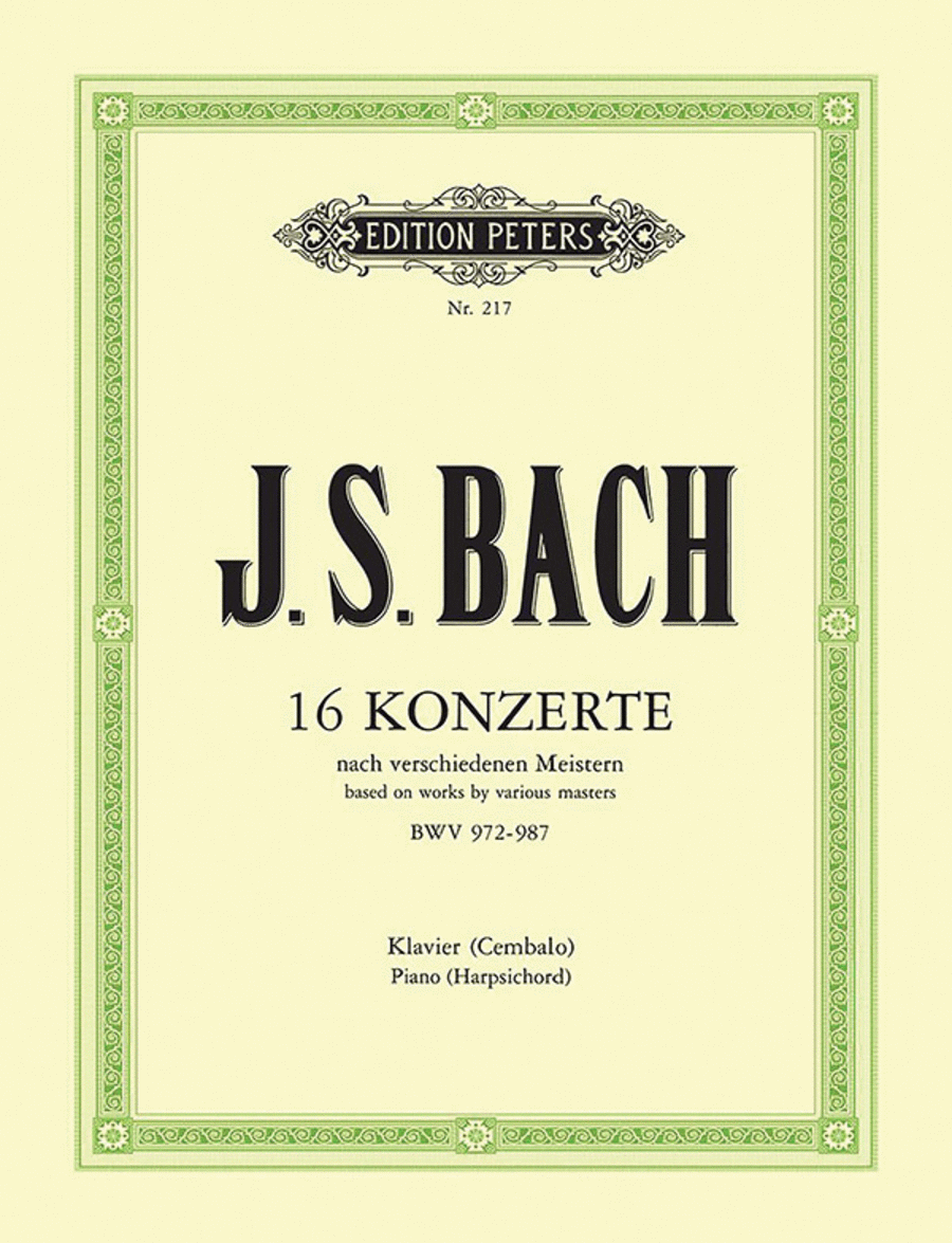 16 Concerto Transcriptions after Various Composers BWV 972-987 for Keyboard Solo Piano Solo scores gallery preview page 1