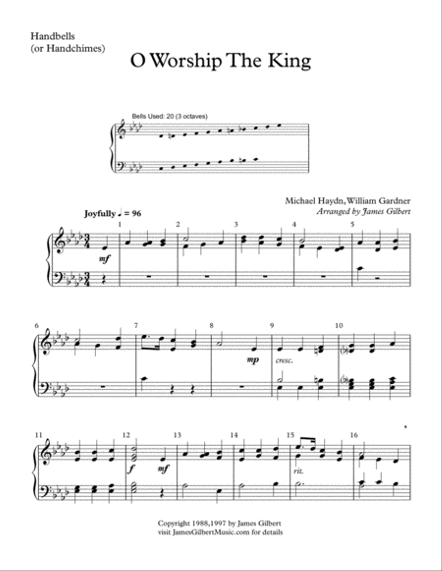O Worship The King Handbell Choir scores gallery preview page 1
