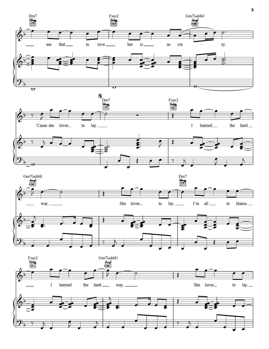 Love To Lay Piano, Vocal, Guitar scores gallery preview page 3
