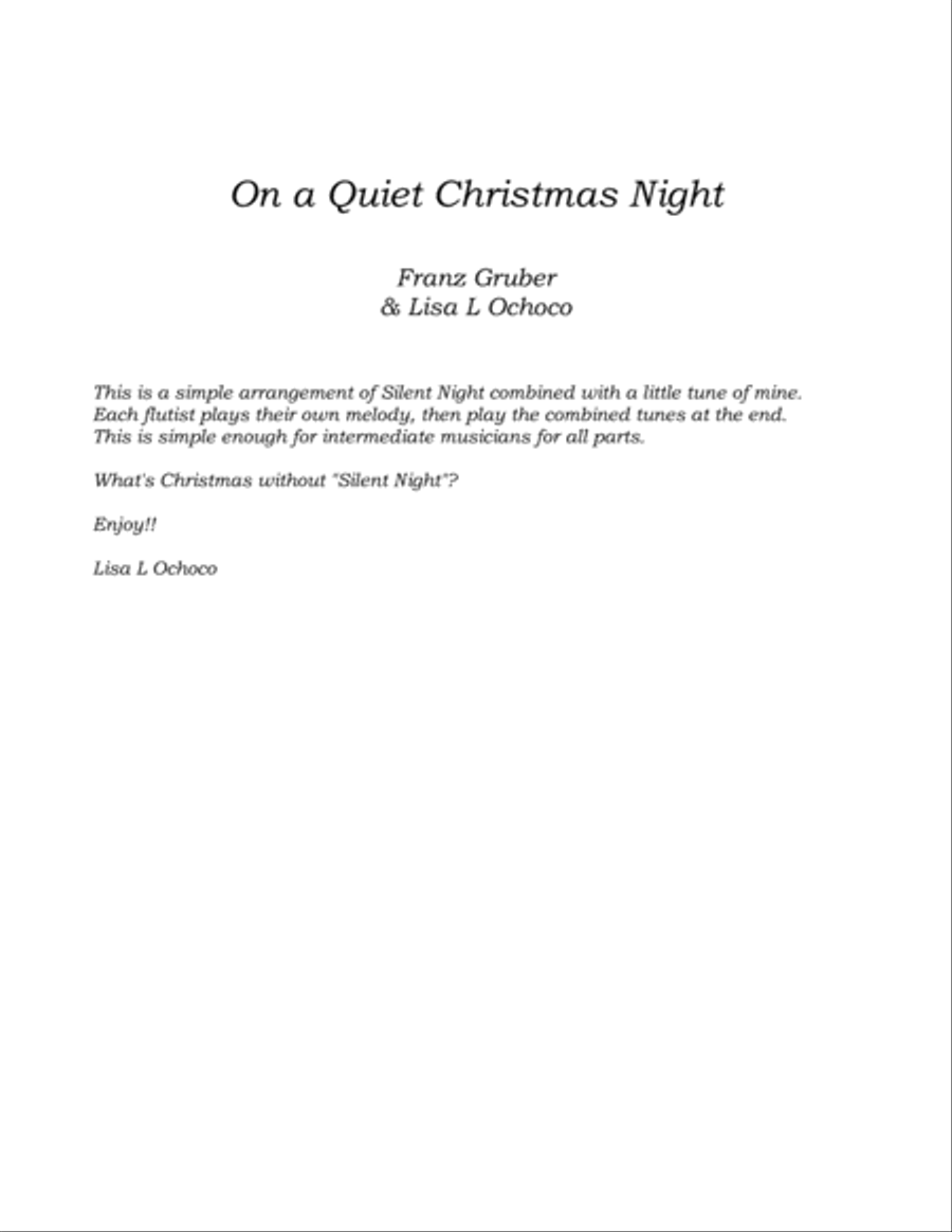 On a Quiet Christmas Night for Flute Duet and piano image number null