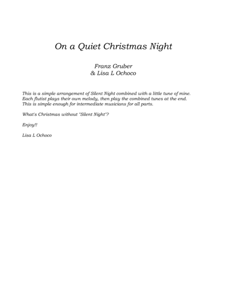 On a Quiet Christmas Night for Flute Duet and piano image number null