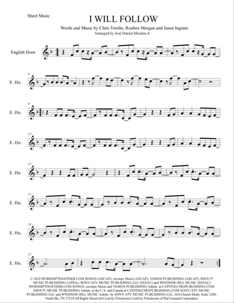 I Will Follow English Horn scores gallery preview page 1
