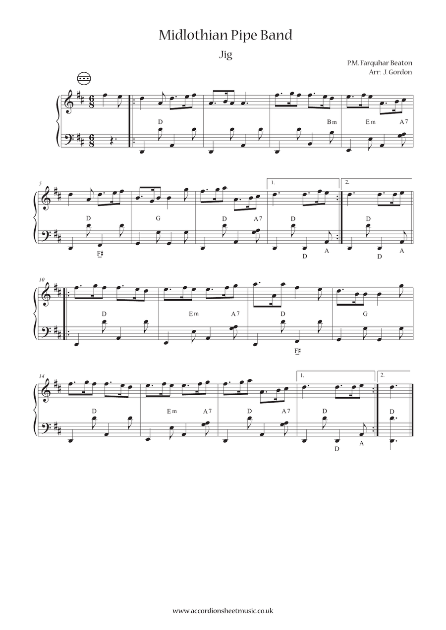 Midlothian Pipe Band Accordion scores gallery preview page 1
