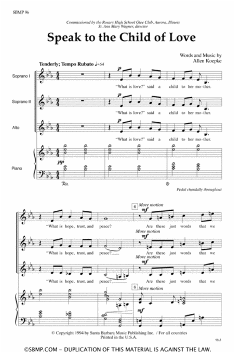Speak to the Child of Love - SSA Octavo SSA scores gallery preview page 2