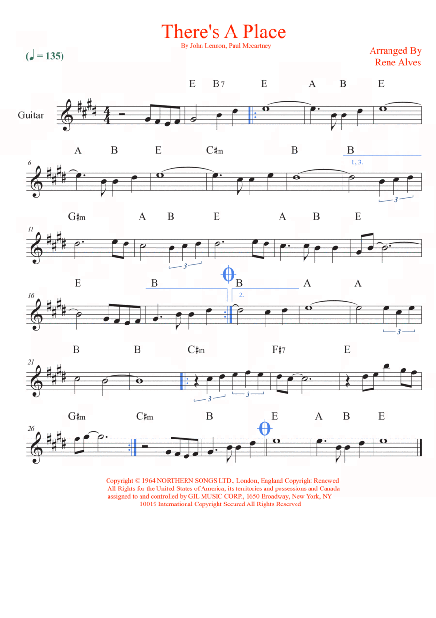 There's A Place Electric Guitar scores gallery preview page 1