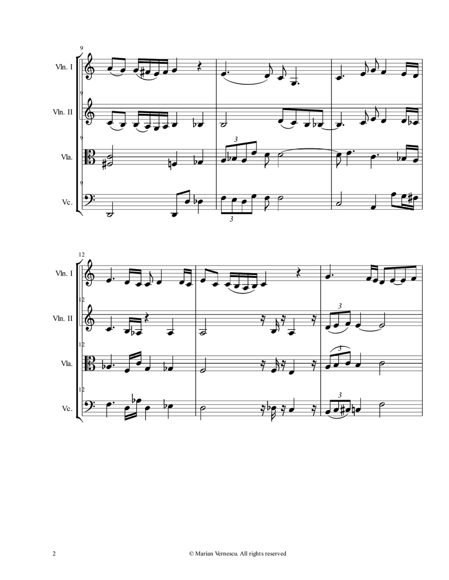Mocirita cu trifoi, Romanian folk song String Quartet scores gallery preview page 2