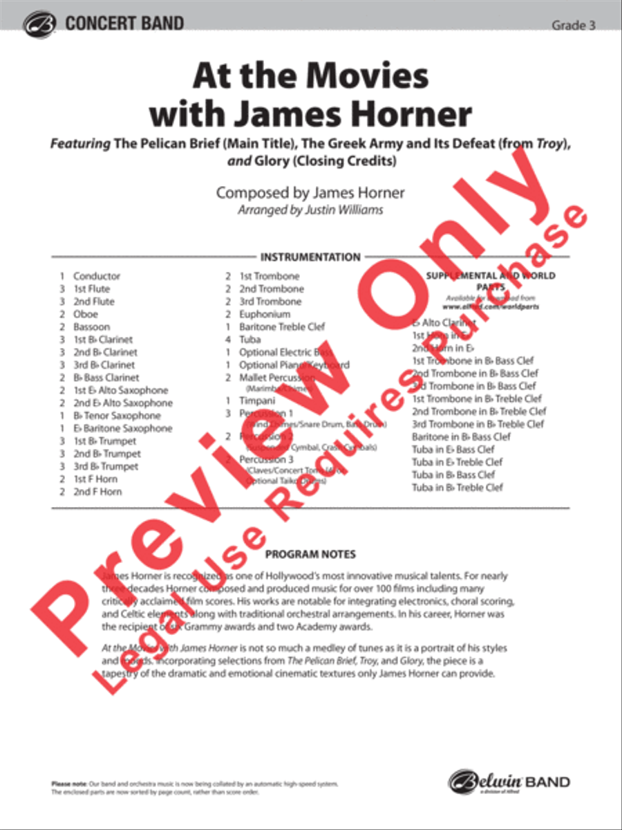 At the Movies with James Horner Concert Band scores gallery preview page 2