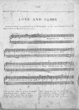 Book cover for Love and Glory. A Favorite Ballad